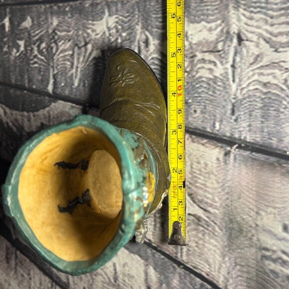 Vintage 1990's Young Inc. Teal Cowboy Boot Tea Light Holder - Picture 10 of 11